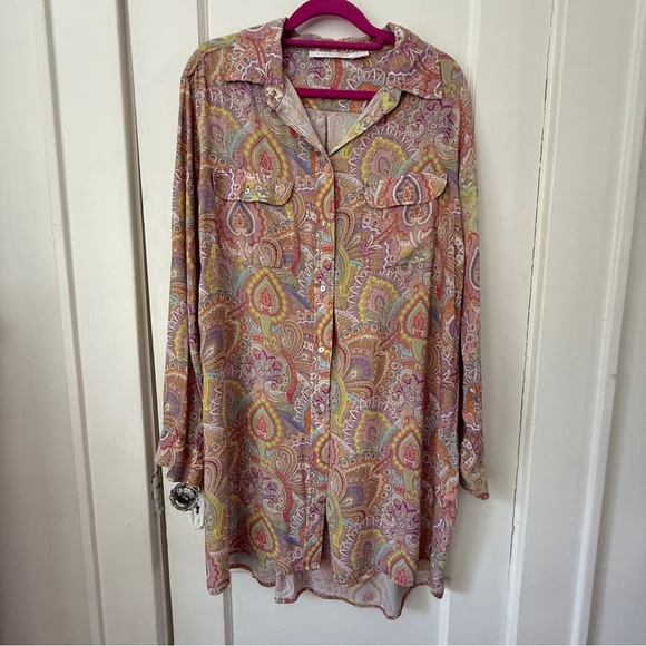 Zara Home Multicolor Paisley Oversized Tunic Blouse Size M - Picture 1 of 12